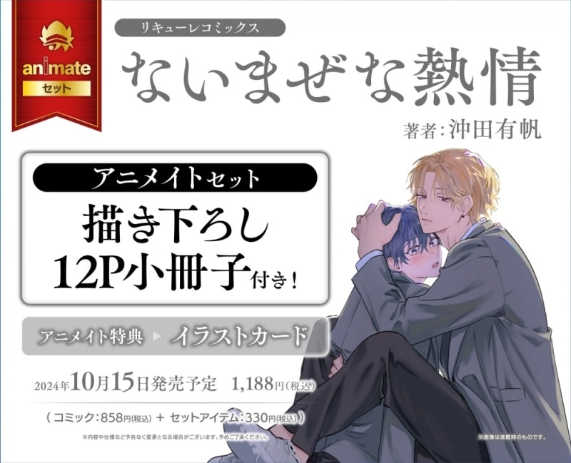 [BL漫画] ないまぜな熱情 アニメイトセット【描き下ろし12P小冊子付き】
 
2024年10月15日発売
で取扱中