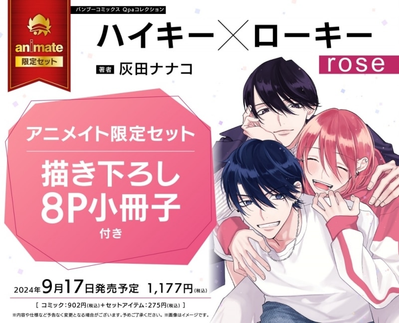 [BL漫画] ハイキー×ローキー rose アニメイト限定セット【描き下ろし8P小冊子付き】
 
2024年9月17日発売
で取扱中