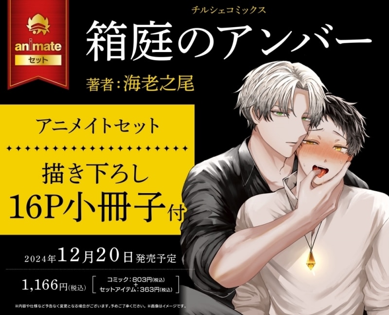 [BL漫画] 箱庭のアンバー アニメイトセット【描き下ろし16P小冊子付き】
 
2024年12月20日発売
で取扱中