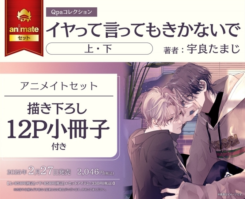 [BL漫画] イヤって言ってもきかないで 第上巻・第下巻 アニメイトセット【描き下ろし12P小冊子付き】
 
2025年2月27日発売
で取扱中