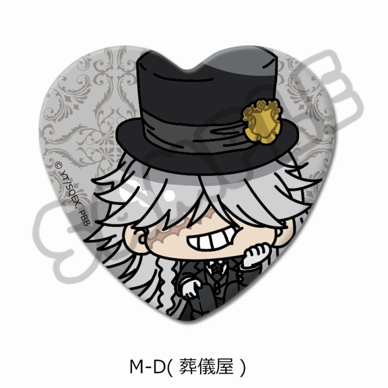 アニメ黒執事 — ハート型缶バッジ M-D(葬儀屋)
 
2025年03月上旬発売