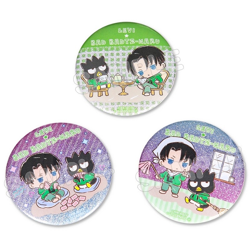進撃の巨人×サンリオキャラクターズ4 グリッター缶バッジセット リヴァイ×バッドばつ丸
 
2025年08月発売
で取扱中 (アニメイト)