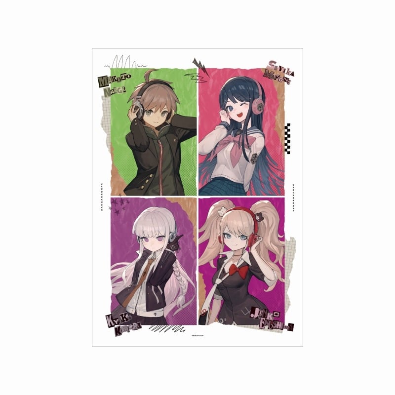 ダンガンロンパシリーズ lackさんイラスト 苗木 誠&舞園 さやか&霧切 響子&江ノ島 盾子 ヘッドフォンver. A3マット加工ポスター
 
2025年10月7日発売