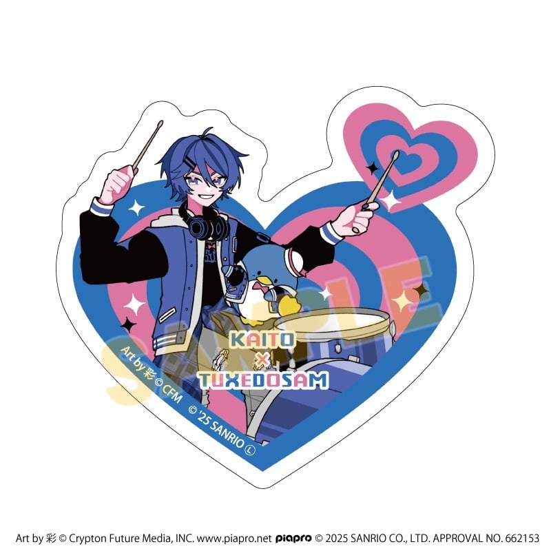 ピアプロキャラクターズ × サンリオキャラクターズ ダイカットスマホステッカー6月KAITO×タキシードサム(コラボイラスト)
 
2025年09月発売