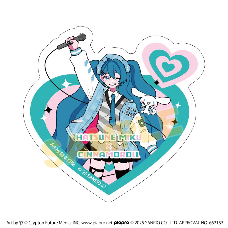 ピアプロキャラクターズ × サンリオキャラクターズ ダイカットスマホステッカー1月初音ミク×シナモロール(コラボイラスト)
 
2025年09月発売