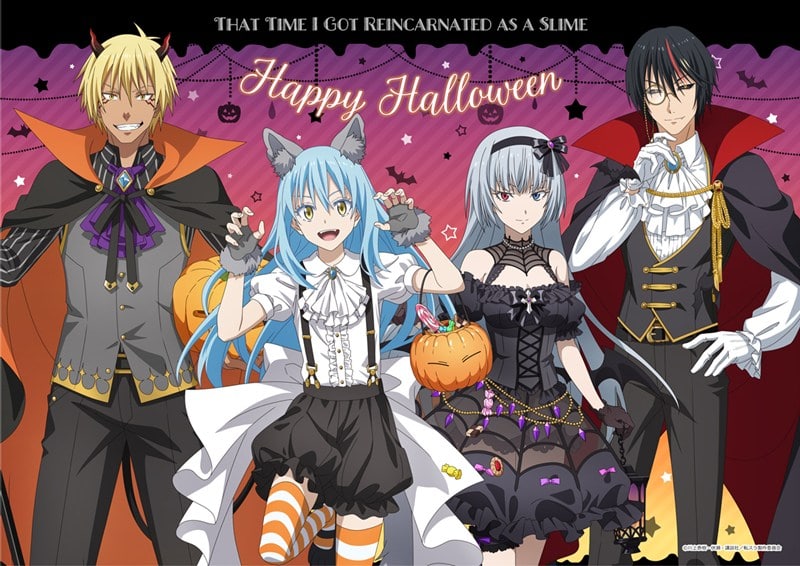 転スラ 描き下ろしB2キラキラ布ポスター (集合/ハロウィン)【再販